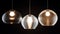 Different modern streamlined chandeliers. translucency, transparency and lighting