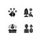 Different money types crowdfunding black glyph icons set on white space