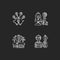 Different money types crowdfunding chalk white icons set on black background