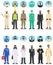 Different muslim Middle East people professions occupation characters man set in flat style. Set of avatars icons. Templates for i