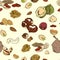 Different nuts seamless pattern