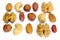 Different nuts on white background