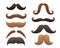 Different old fashioned mustaches. Vintage mustache shapes for hipster man and gentleman barber design. Mask accessories