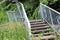 Different outdoor views on concrete, wooden and metal stairways