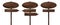 Different oval wooden direction arrow signposts or roadsigns made of dark wood