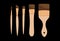 Different paint brushes isolated on black background. Art tools set vector illustration