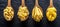 Different pasta types in wooden spoons on the table. Top view.