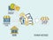 Different payment methods in flat thin line style