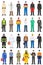 Different people professions occupation characters man set in flat style isolated on white background. Templates for infographic,