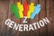 Different people symbols on wooden background, generation z concept