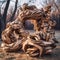 Different pieces of wood were twisted together. Generative AI