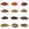 different pile spices isolated