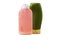 different plastic bottle of body care or shampoo