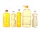 Different plastic bottles with oils