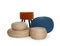 Different poufs on white background. Home design