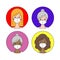 Different race and ages woman in antivirus mask. Userpics design. Trendy vector illustration