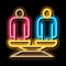 different race human balance on scales neon glow icon illustration