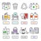 Different recycling garbage waste types sorting processing, treatment remaking trash utilize icons vector illustration.