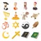 Different religions cartoon icons set