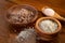 Different Salts Displayed in Wooden Bowls