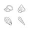 Different seashells pixel perfect linear icons set