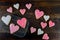 Different Shades of Pink Frosted Heart Cookies