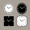 Different shape black and white clock faces icon