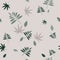 Different shapes of leaves of different colors on calm beige-gray background. Seamless pattern.