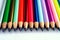 Different Sharpened Colorful Pencils and erasers