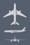 Different sides of modern airplane. Vector illustrations isolate