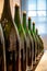 Different size of champagne bottles, traditional making champagne sparkling wine from chardonnay and pinor noir grapes, Epernay,