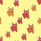 Different size foxes on yellow background