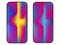 Different smartphone display set with notches and colorful abstract
