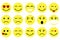 different smiley. Funny cartoon character. Cartoon emoji set. Vector emoticon set. Vector illustration.