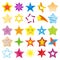 Different style shape silhouette shiny star icons collection vector illustration