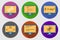 Different Subject Colorful button Icon Set.