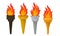 Different Torches With Brightly Burning Fire Vector Set