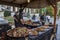 Different traditional Hungarian street food at one of the stalls in the streets of Budapest, Hungary