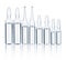 Different transparent medical ampoules