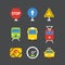 Different transport icons set with rounded corners. Flat design