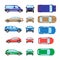 Different transportation car. Sedan car, hatchback, universal car, suv, van, mini car set. Vehicle collection in top