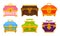 Different Treasure Chests and Trunks with Golden Keyhole Vector Set