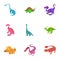 Different type of dinosaur icons set