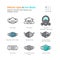 Different Type of Face Masks. Covid-19, Coronavirus Disease 2019 Prevention. N95, Surgical Mask and More. Filled Outline Icons Set