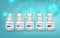 Different types of antivirus covid vaccine bottles. Safe, effective and approved by experts medicine vaccine for adult
