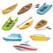 Different Types Of Boats Colorful Set