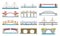 Different types of bridges architecture flat icons