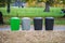 Different types of garbage bins for trash sorting