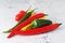 Different types of hot spicy pepper