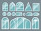 Different types house windows elements flat style glass frames construction decoration apartment vector illustration.